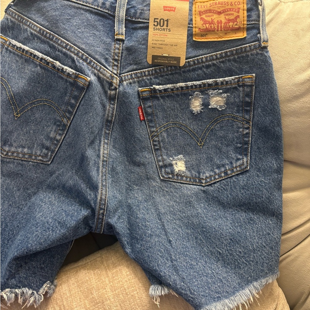 Levi's Blue 501 High-Rise Denim Shorts Never worn